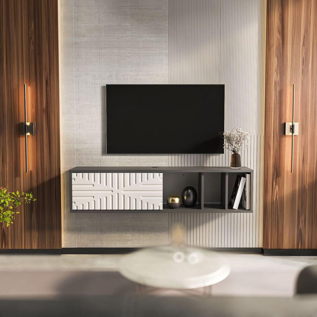 Hanah TV komoda Teo, plutajuća, 140x29,5x29,5 cm, antracit boja