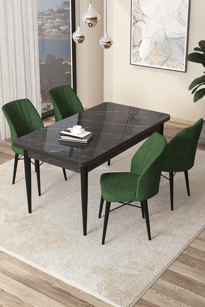 Hanah Home Set Trpezarijski sto i 4 stolice Arp, Zeleno-crna