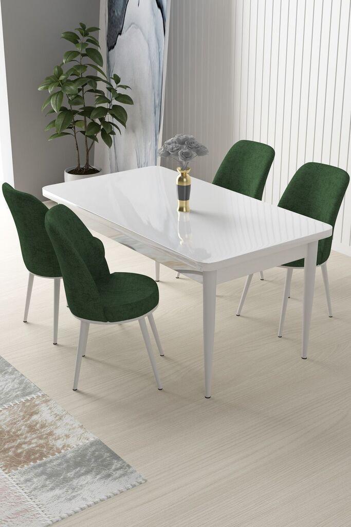 Hanah Home Set Trpezarijski sto i 4 stolice Nile, zelena i bijela