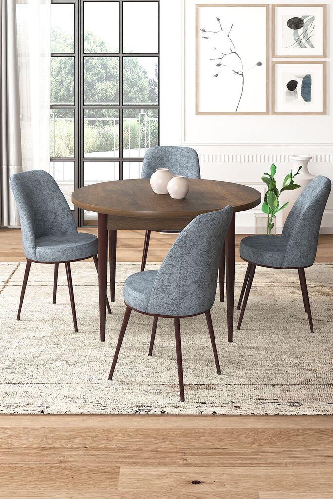 Hanah Home Set Trpezarijski sto i 4 stolice, sivo-smeđa