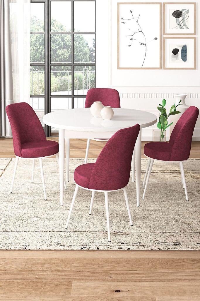 Hanah Home Set Trpezarijski sto i 4 stolice, bordo-bijela