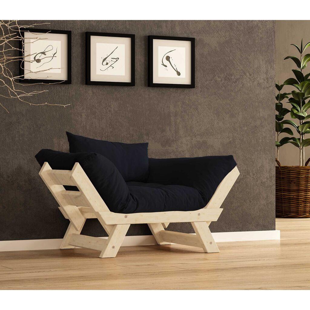 Hanah Home Vrtna sofa sa jednim sedištem i jastukom, Natur-crna