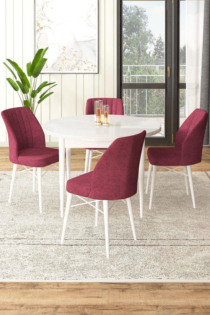 Hanah Home Set Trpezarijski sto i 4 stolice, bordo-bijela