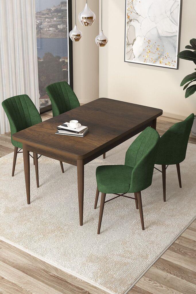 Hanah Home Set Trpezarijski sto i 4 stolice Arp, Zeleno-smeđa