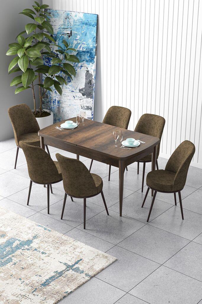 Hanah Home Set Trpezarijski sto i 6 stolica Zen, smeđa