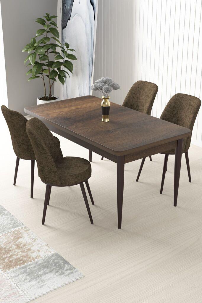 Hanah Home Set Trpezarijski sto i 4 stolice Nile, smeđa