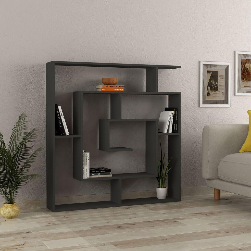 Hanah Home polica za knjige, 125x128,6x22cm, antracit boja