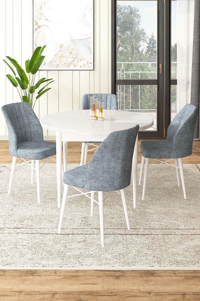 Hanah Home Set Trpezarijski sto i 4 stolice, sivo-bijela