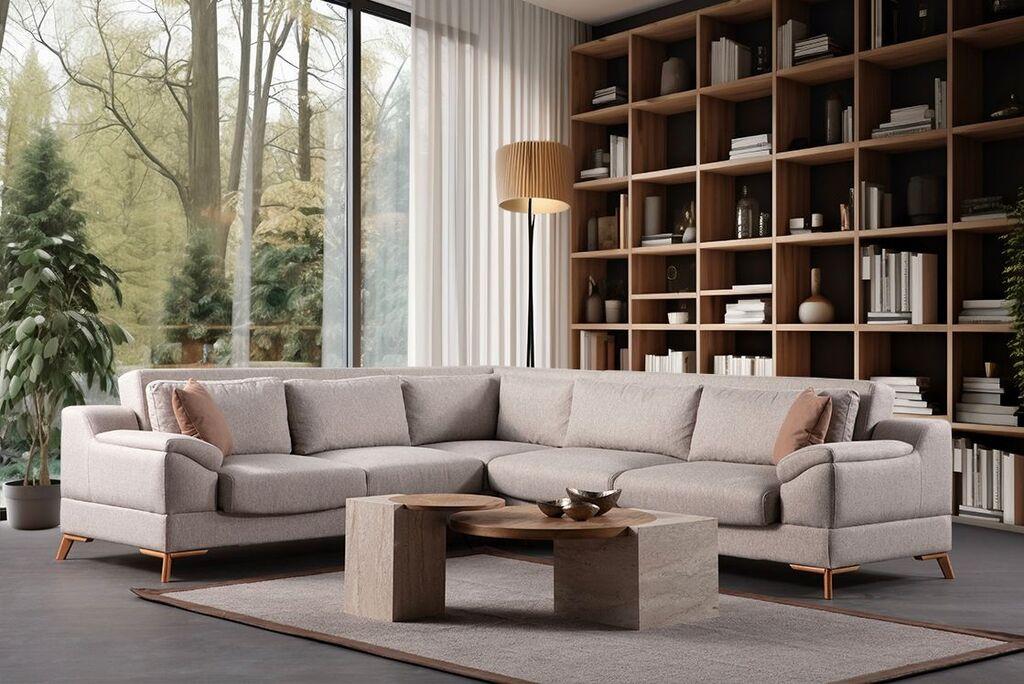 Atelier del Sofa Ugaona garnitura Aqua, 275x300x100 cm, Bež