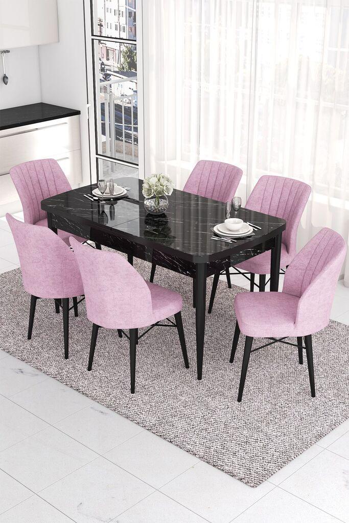 Hanah Home Set Trpezarijski sto i 6 stolica Eva, Roza-crna