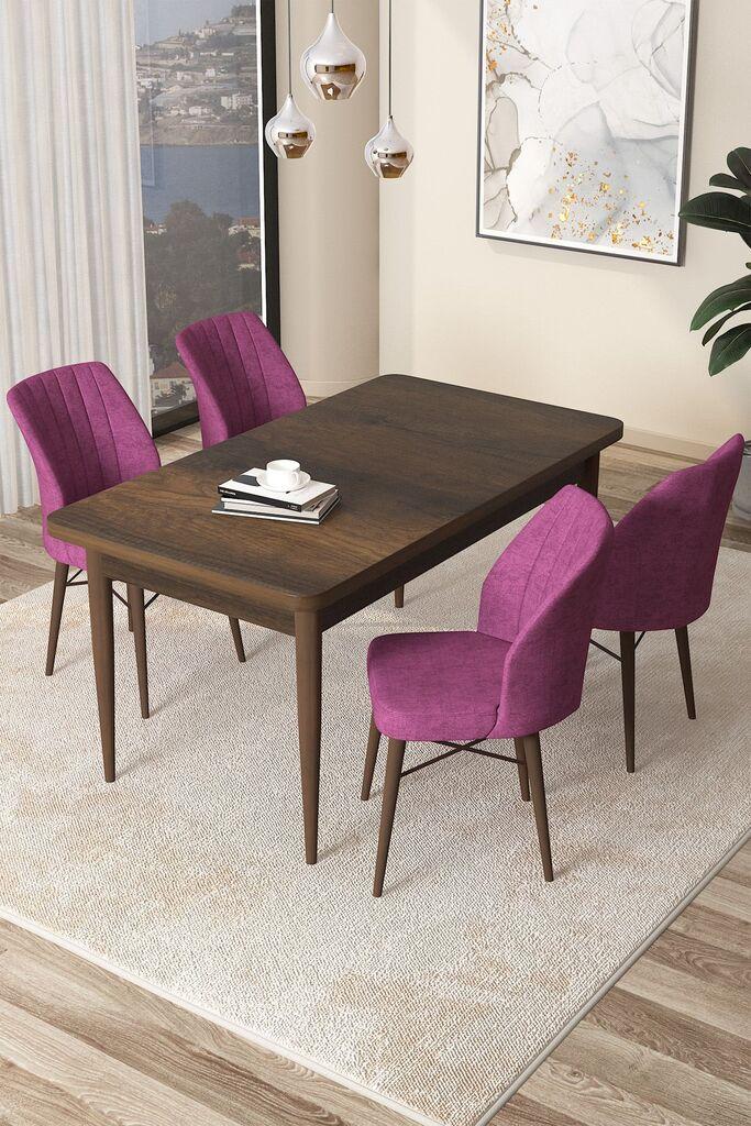 Hanah Home Set Trpezarijski sto i 4 stolice Arp, Ljubičasto-smeđa