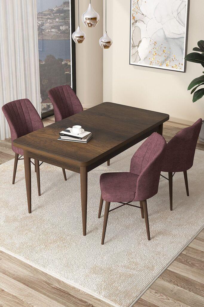 Hanah Home Set Trpezarijski sto i 4 stolice Arp, Prljavo ružičasta
