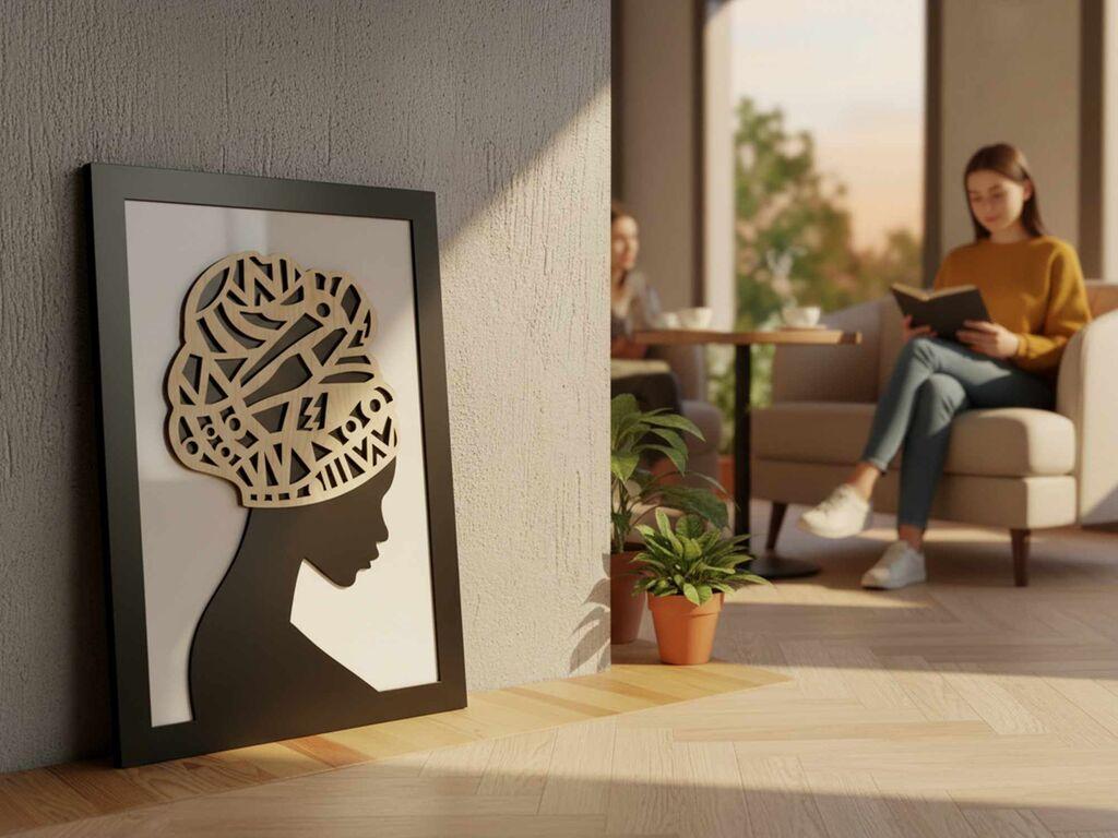 Wallity Dekorativna uramljena slika, 47,5x68 cm, Crna