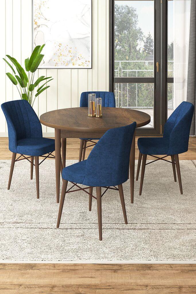 Hanah Home Set Trpezarijski sto i 4 stolice, tamnoplava