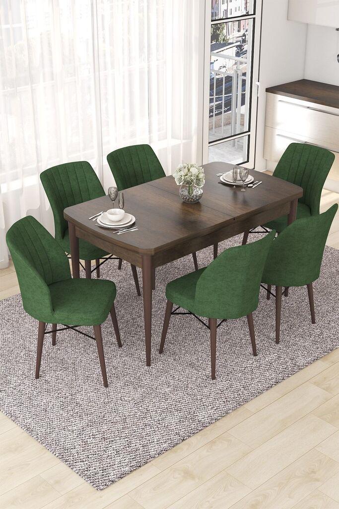 Hanah Home Set Trpezarijski sto i 6 stolica Nef, zeleno-smeđa