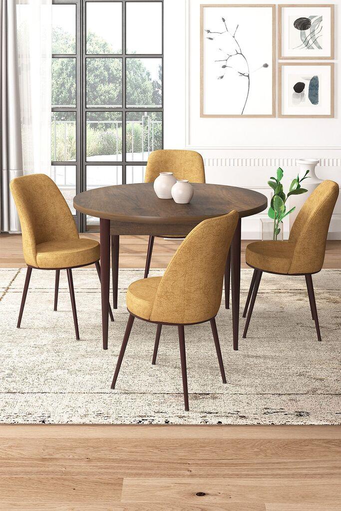 Hanah Home Set Trpezarijski sto i 4 stolice, oker-smeđa