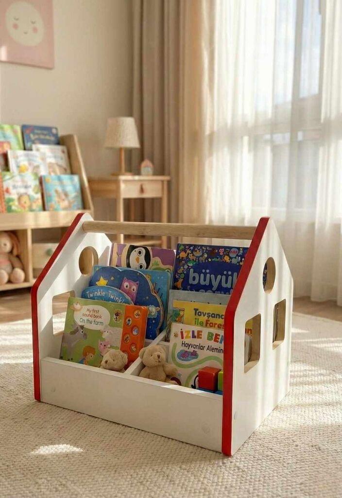 Hanah Organizator za knjige, 50x40x32cm, Crvena