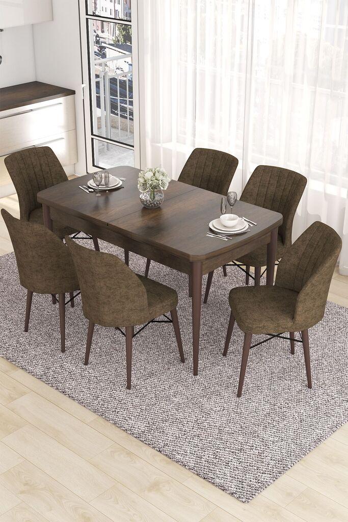 Hanah Home Set Trpezarijski sto i 6 stolica Eva, smeđa