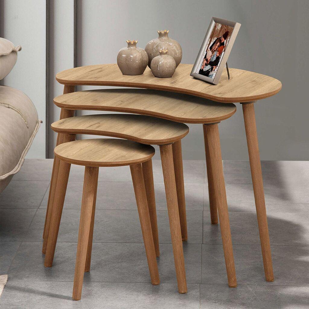 Hanah Home Moon set klub stolova, 4 dijela, boja hrasta