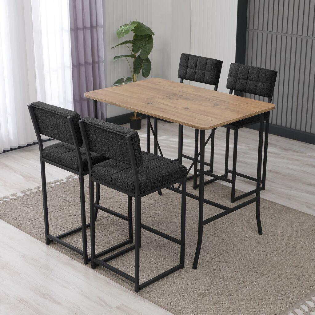 Hanah Home Set barskih stolova i stolica, 110 x 92 x 70 cm, 5 dijelova, Antracit