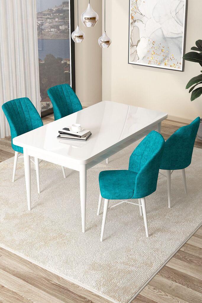 Hanah Home Set Trpezarijski sto i 4 stolice Arp, tirkizno-bijela