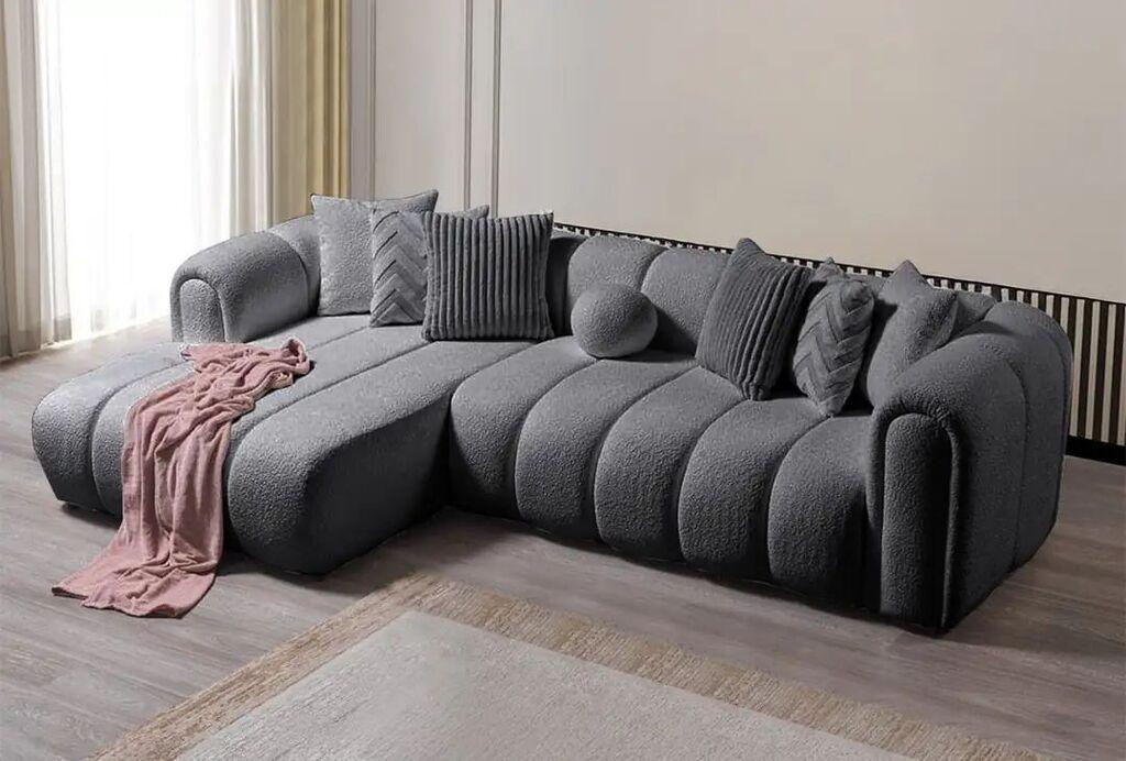 Atelier del Sofa Ugaona sofa na razvlačenje N-Line Lijeva, 265 x 185 x 95 cm, Tamno siva