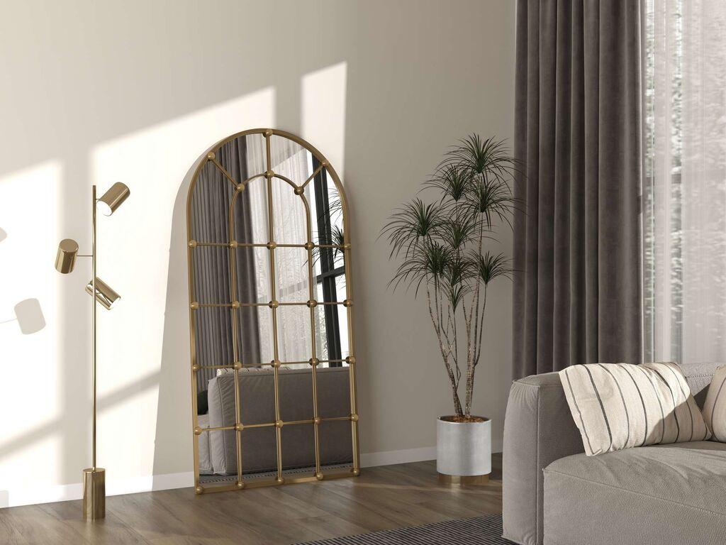 Podno ogledalo Hanah Home Ovalis, 90 cm x 180 cm, zlatna boja