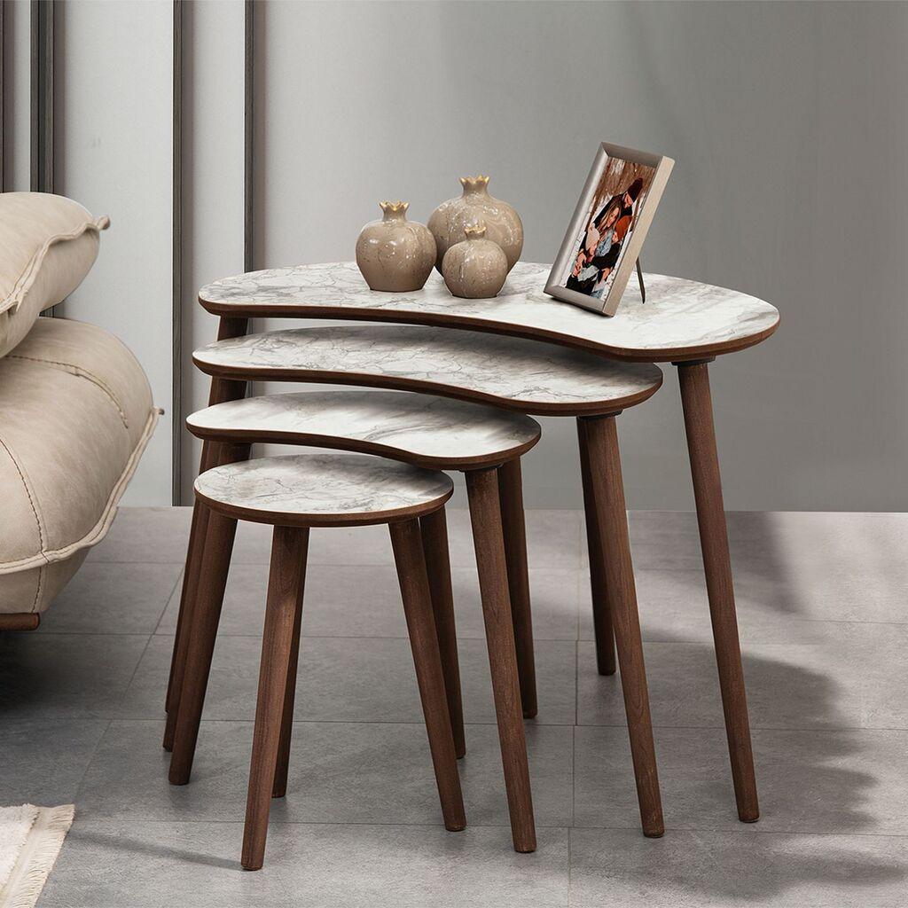Hanah Home Moon set klub stolova, 4 dijela, bijela