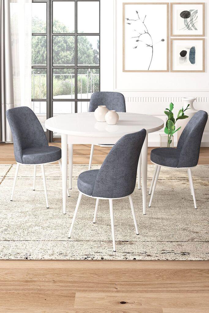 Hanah Home Set Trpezarijski sto i 4 stolice, sivo-bijela
