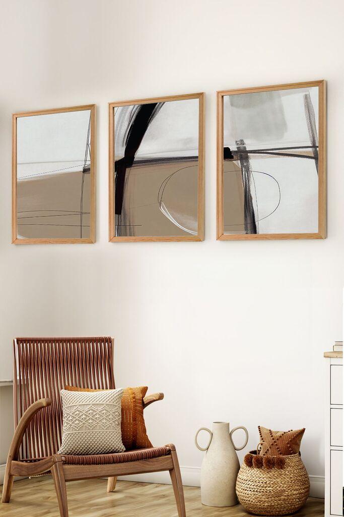 Wallity Set uramljenih MDF slika Myk3013-1, 3 dijela