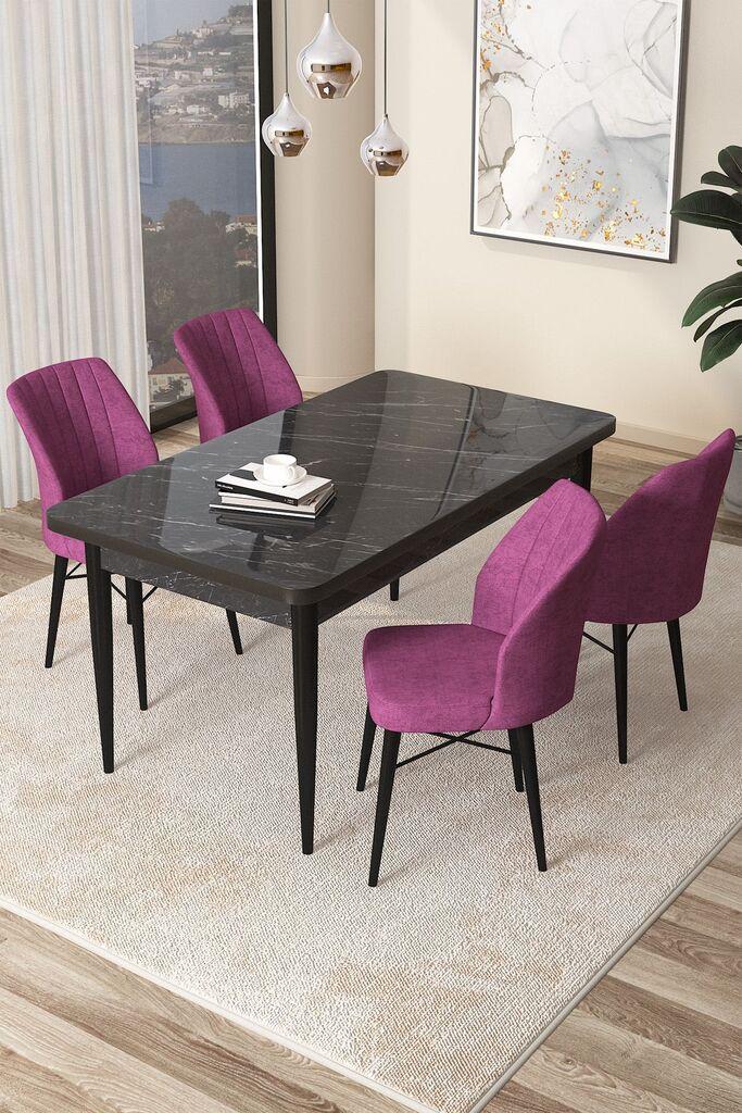 Hanah Home Set Trpezarijski sto i 4 stolice Arp, Ljubičasto-crna