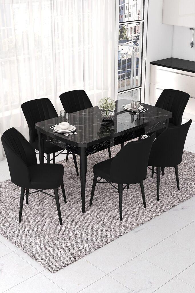 Hanah Home Set Trpezarijski sto i 6 stolica Nef, crna