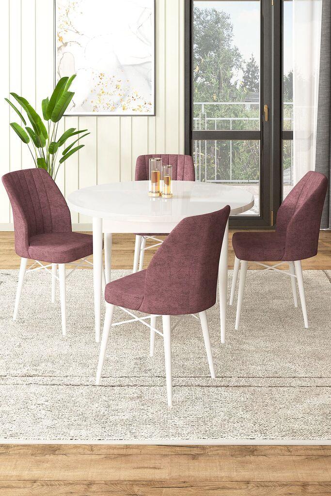 Hanah Home Set Trpezarijski sto i 4 stolice, prljavo roza