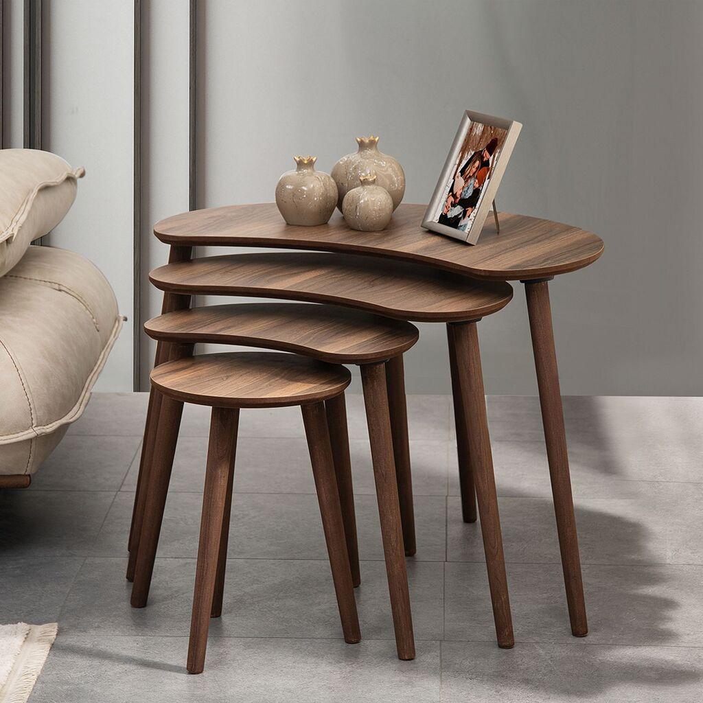 Hanah Home Moon set klub stolova, 4 dijela, boja oraha