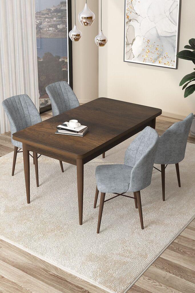 Hanah Home Set Trpezarijski sto i 4 stolice Arp, Smeđe-siva