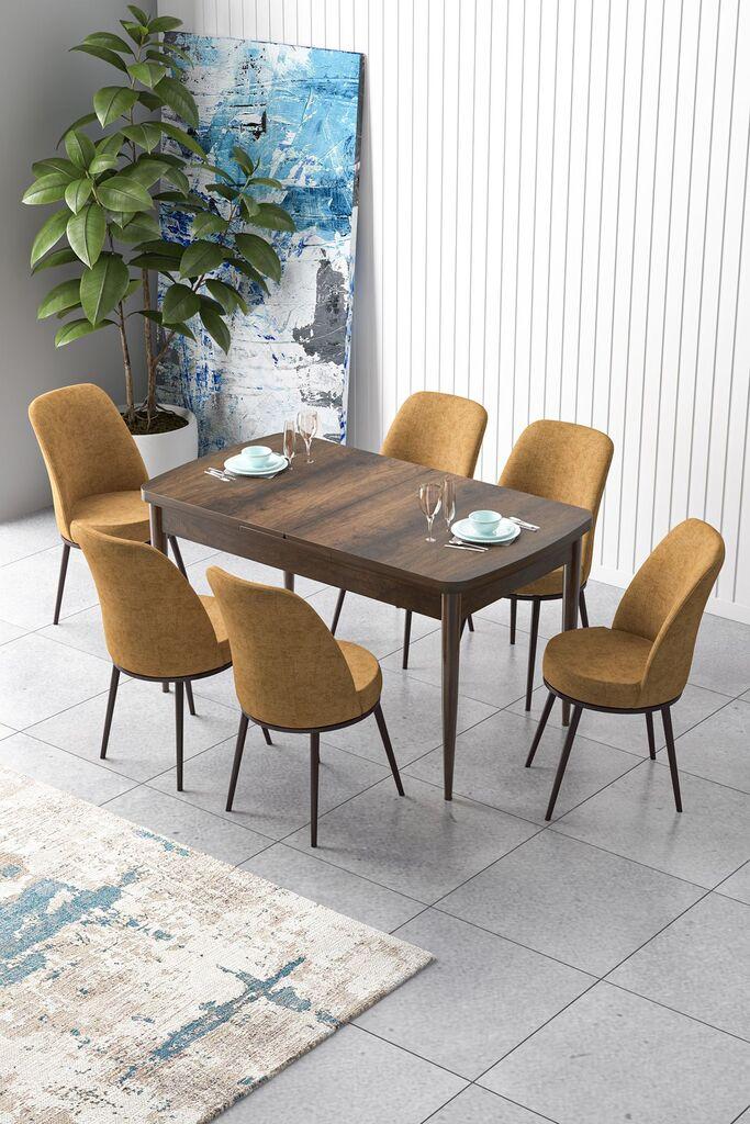 Hanah Home Set Trpezarijski sto i 6 stolica Zen, oker-smeđa