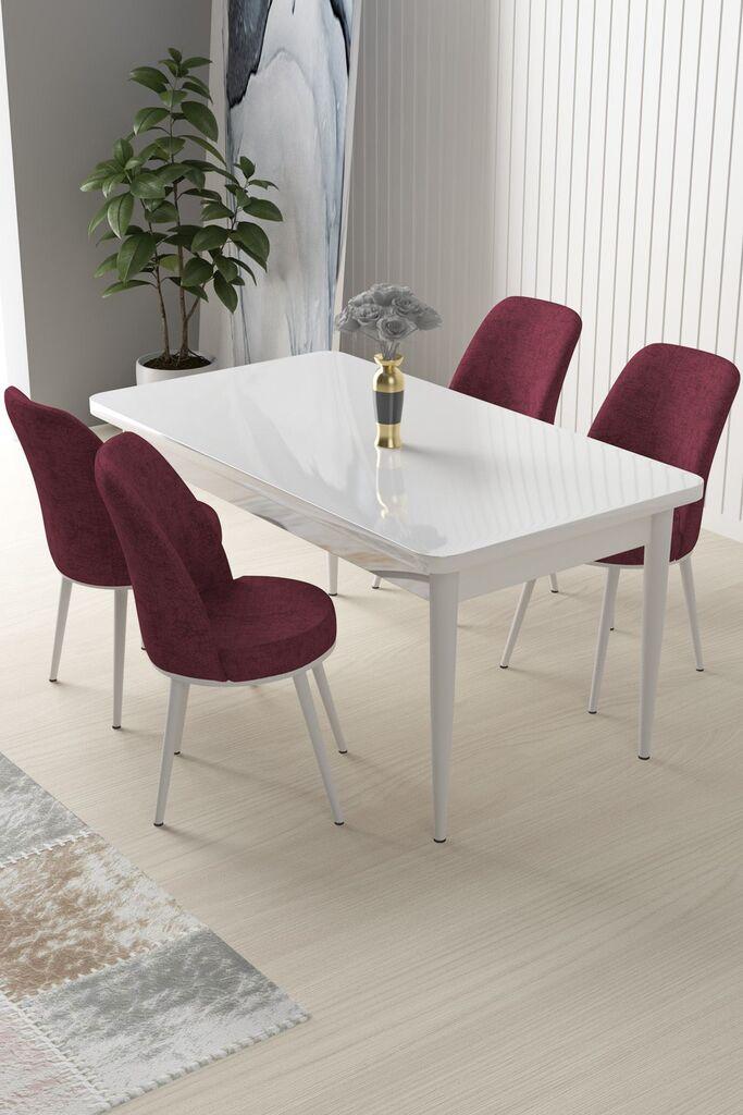 Hanah Home Set Trpezarijski sto i 4 stolice Nile, bordo-bijela