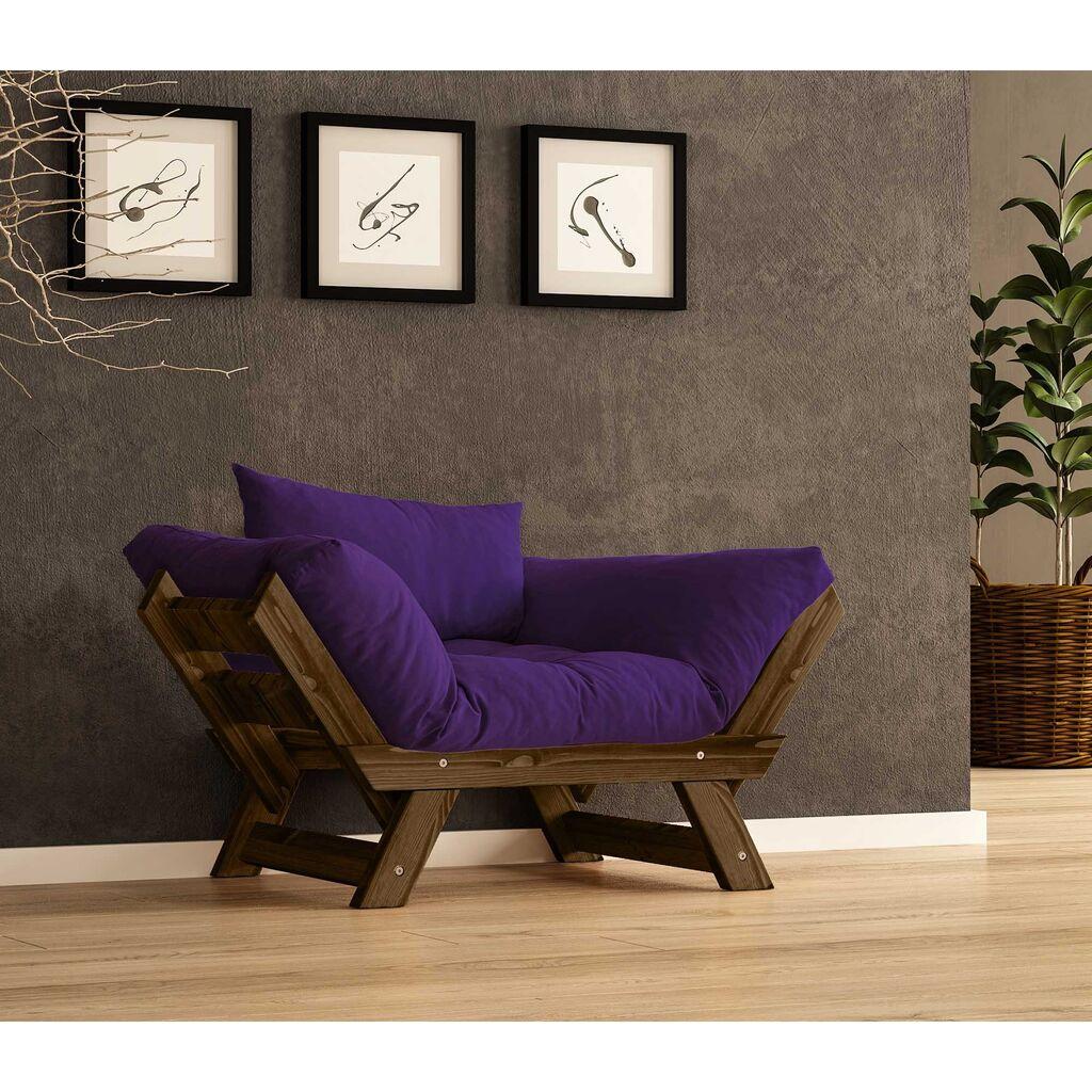 Hanah Home vrtna sofa s jednim sjedištem i jastukom, boja oraha i ljubičasta