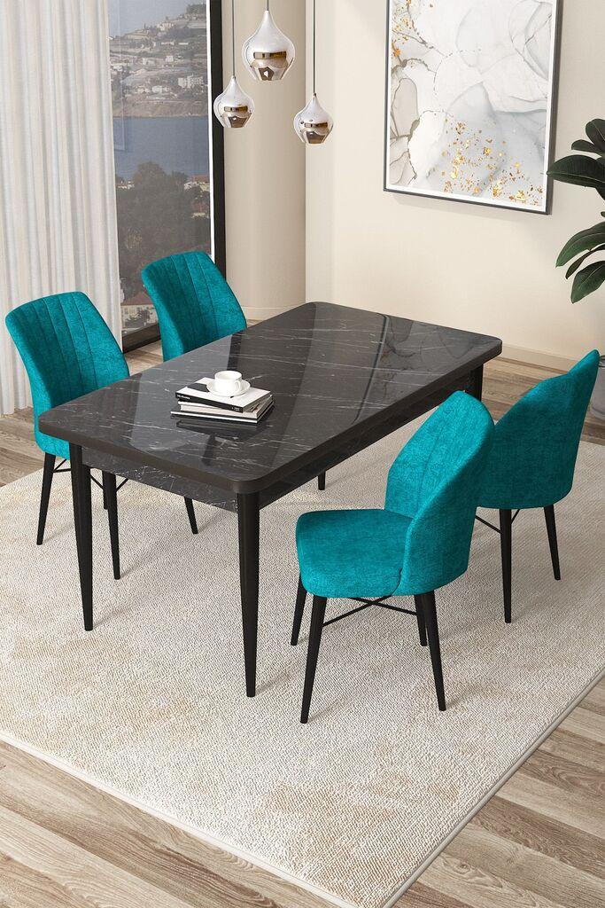 Hanah Home Set Trpezarijski sto i 4 stolice Arp, tirkizno-crna
