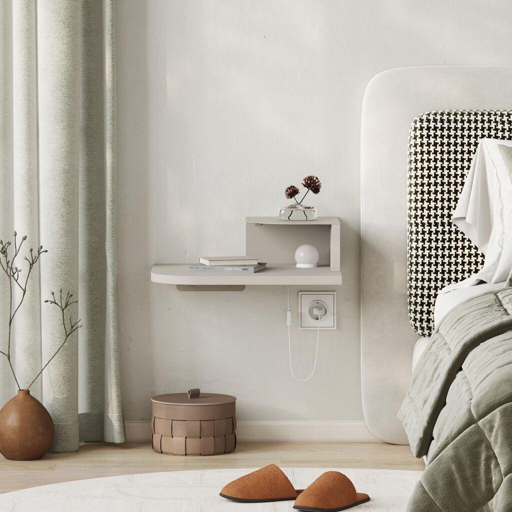 Hanah Home Noćni ormarić, 40x16.2x30cm, boja pijeska