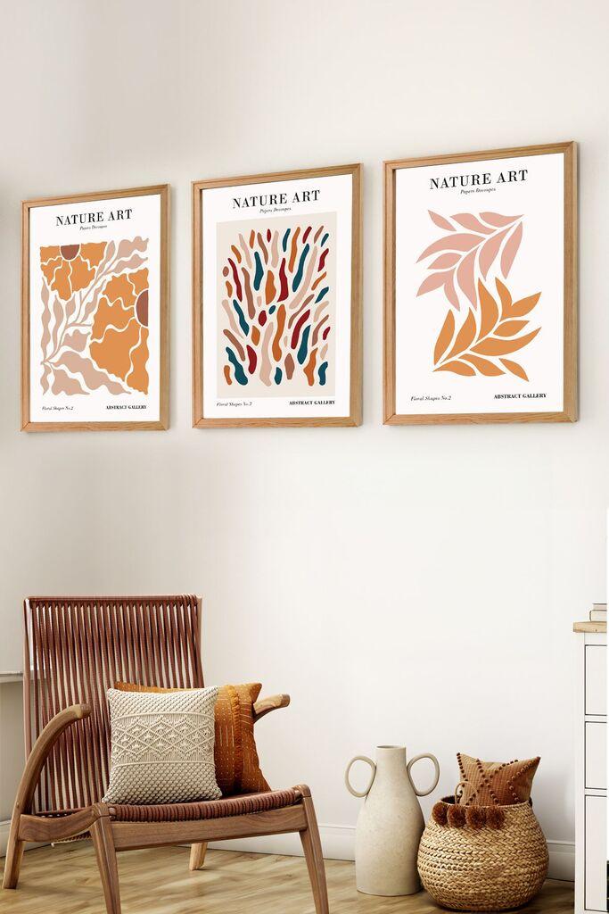 Wallity Set uramljenih MDF slika Myk3008-2, 3 dijela