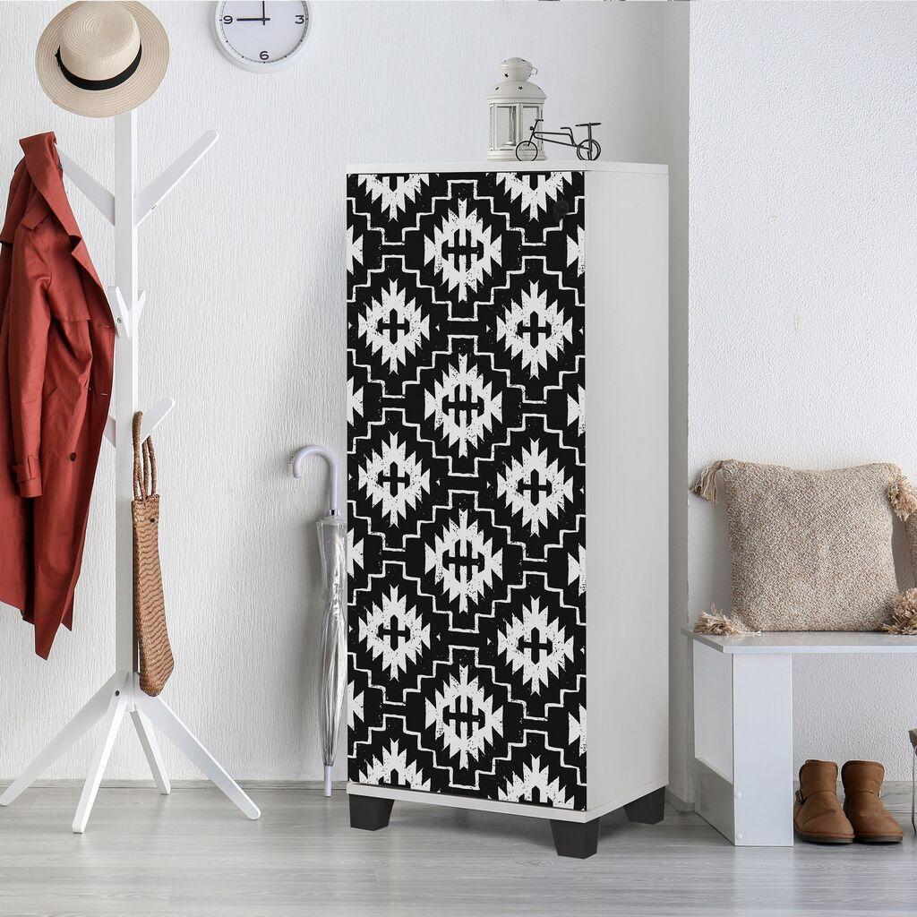 Hanah Home Cipelarnik Filinta Swan, 50x127x38 cm, Crno-Bijeli