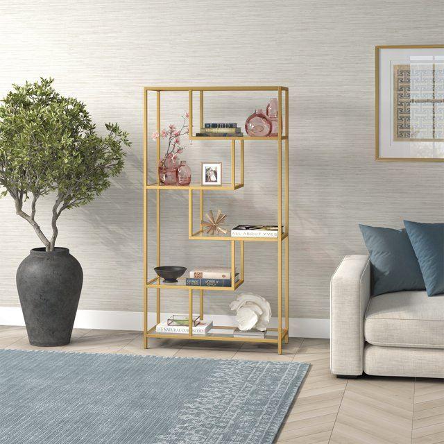 Hanah Home Polica za knjige By-30, 90x172x30 cm, Zlatne boje