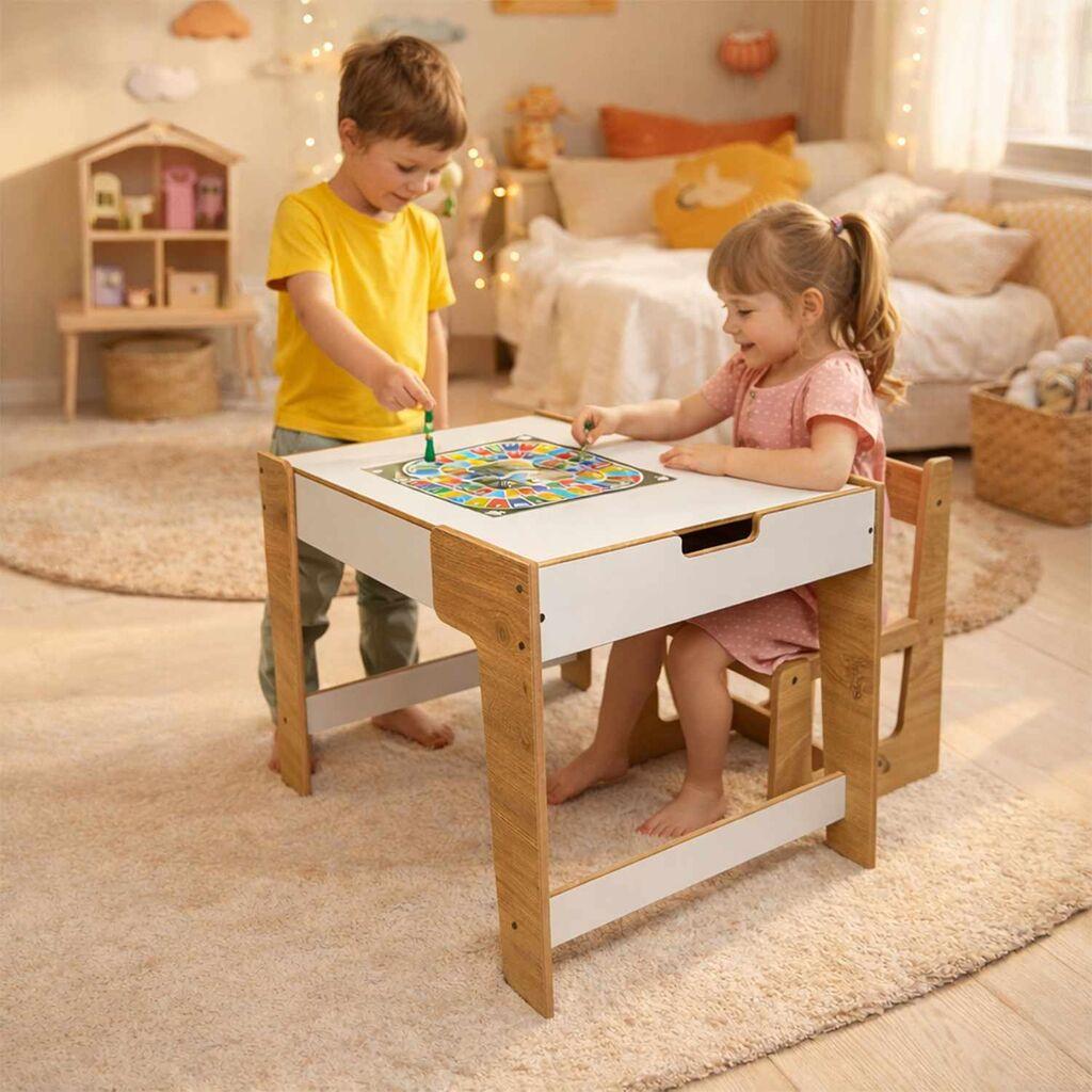 Hanah Home Dječiji set Sto i stolica, 72,5x55x56,5 cm, Bijela
