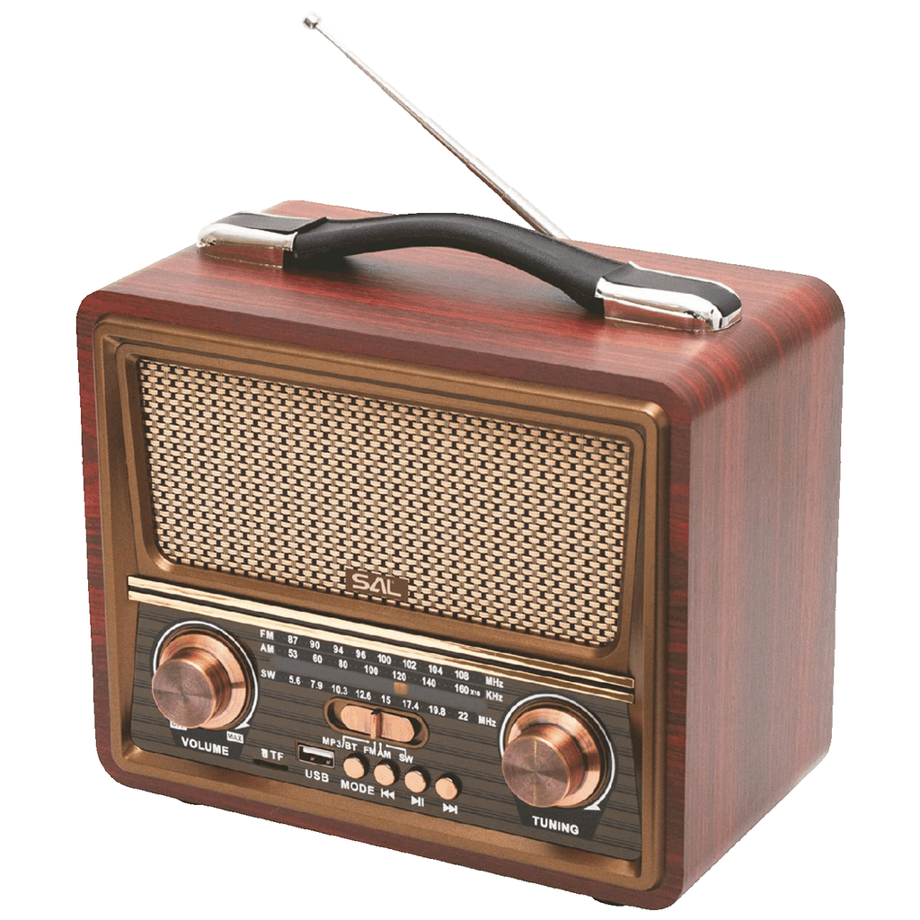 SAL Retro radio + BT bežični zvučnik, RRT22, FM, MP3, USB/microSD, Smeđi