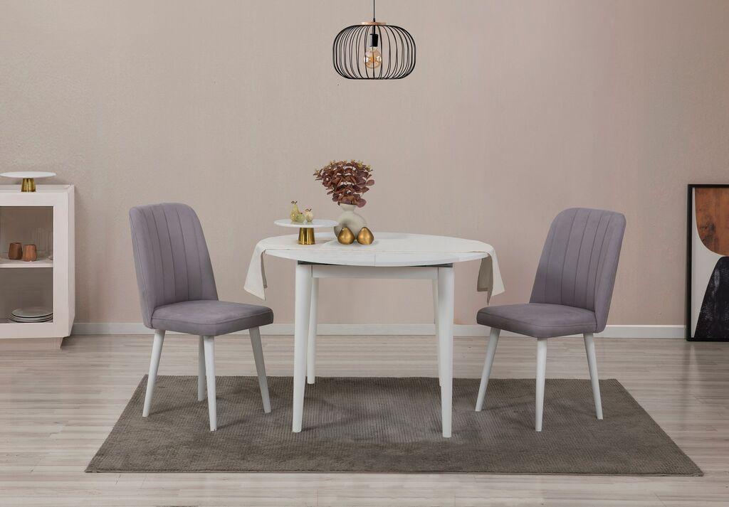 Hanah Home Set Trpezarijski sto i 2 trpezarijske stolice Vina 0701, Bijeli