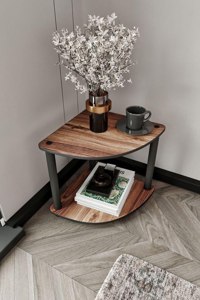 Hanah Home Pomoćni stolić Tiers Corner, 34x38x34 cm, Boja oraha