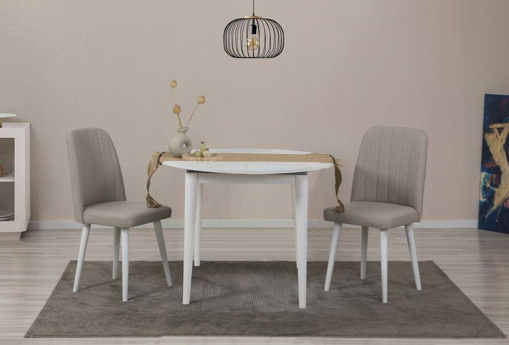 Hanah Home Set Trpezarijski sto i 2 trpezarijske stolice Vina 1005 3 v2, Bijela