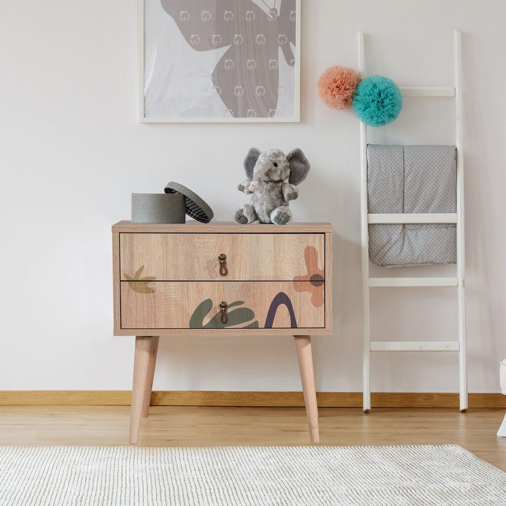 Hanah Home Noćni ormarić City s dva lista, 60x61x40 cm, Šareni