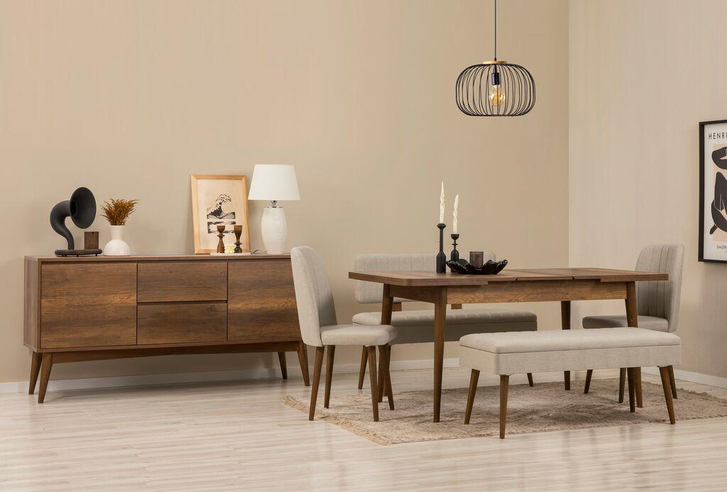 Hanah Home Trpezarijski set Vina klupa 03 0701, 7 dijelova, Siva